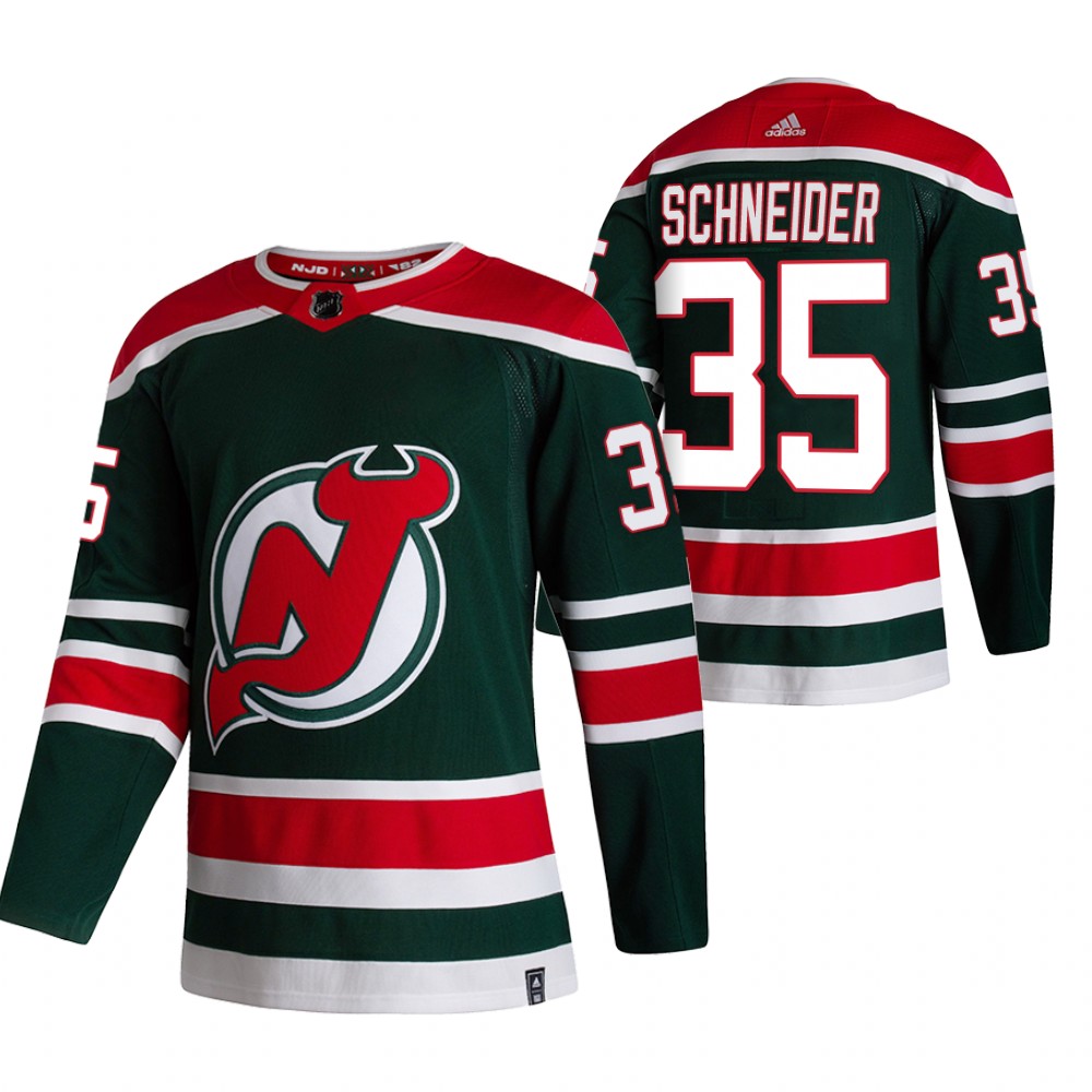 2021 Adidias New Jersey Devils #35 Corey Schneider Green Men Reverse Retro Alternate NHL Jersey